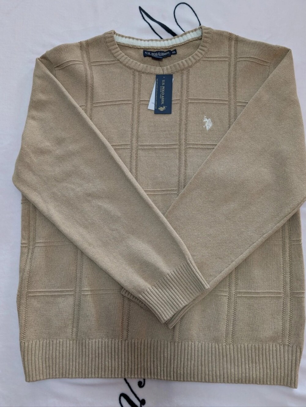 U.S. Polo Assn. Men’s Crewneck Sweater in Beige